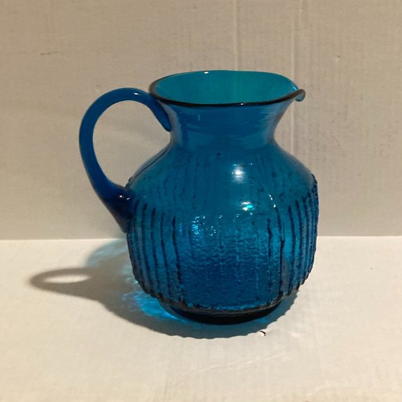 Vintage Bischoff/Indiana Handcraft Hand Blown Glass Ribbed Textured Pitcher - Picture 1 of 7